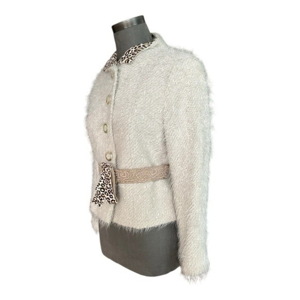 Maria Grazia Severi Wool Blend Blazer Beige Brown Bow Detail Jacket IT 44 US M - Picture 5 of 9